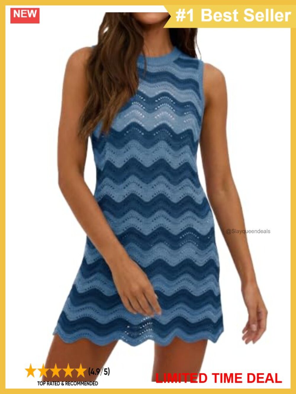 Crochet Knit Sleeveless Mesh Beach Cover-Up Mini Dress